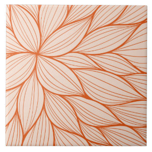 Orange Floral Design Tile