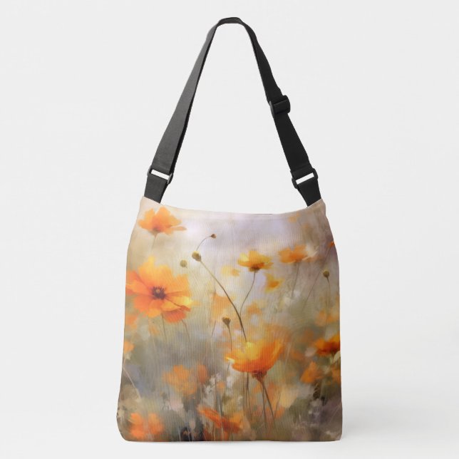 Orange Floral Dream Background Texture Crossbody Bag (Front)