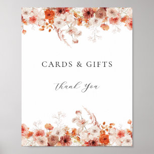Orange Floral Fall Cards and Gifts Sign