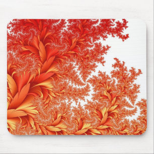 orange floral fractal pattern mouse mat