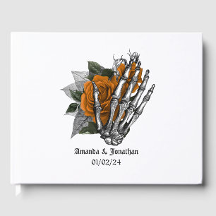 Orange Floral Gothic Wedding Guest Book