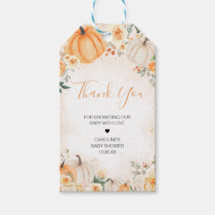 Orange Floral Greenery Little Pumpkin Favour Tags