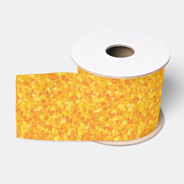 Orange floral grosgrain ribbon (Spool)