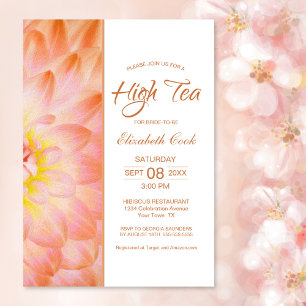 Orange Floral High Tea Bridal Shower Invitation