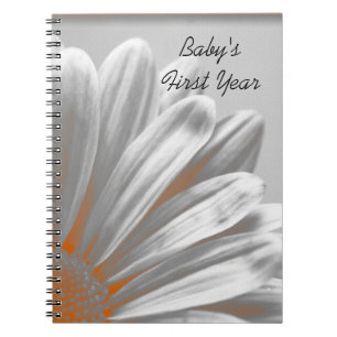 Orange Floral Highlight Baby's First Year Notebook