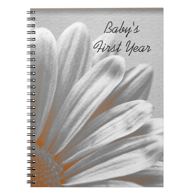 Orange Floral Highlight Baby's First Year Notebook (Front)