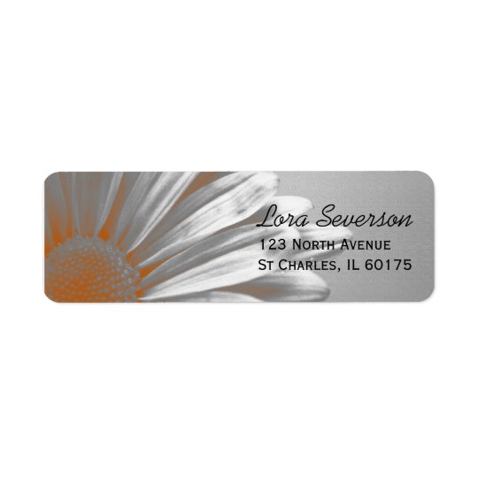Orange Floral Highlights Return Address Return Address Label
