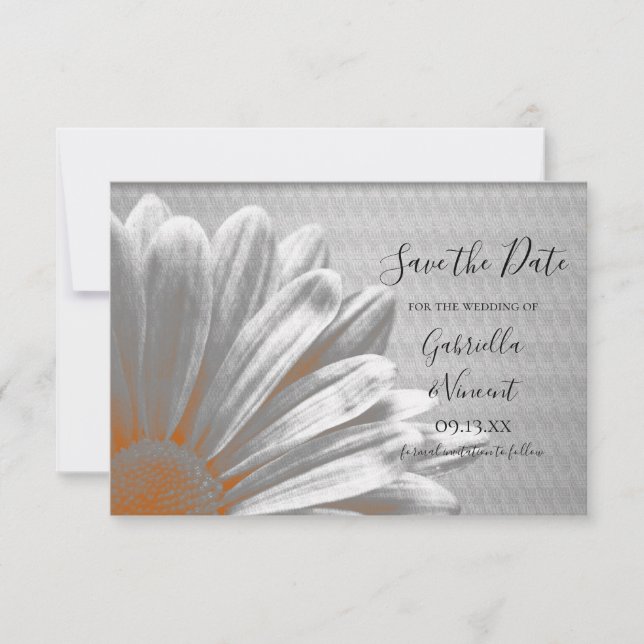 Orange Floral Highlights Wedding Save the Date (Front)