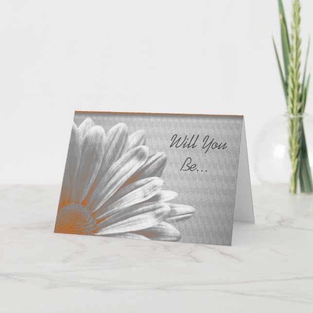 Orange Floral Highlights Will You Be My Bridesmaid Invitation (Front)