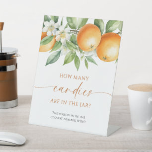 Orange Floral How Many Candies Are In The Jar  Pedestal Sign