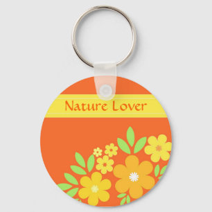Orange floral - Keychain