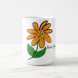 Orange Floral Love Grows Coffee Mug