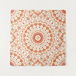 Orange Floral Mandala Tapestry