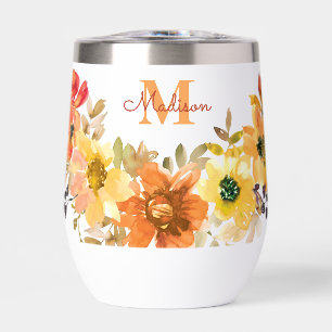 Orange Floral Monogram Name Gift