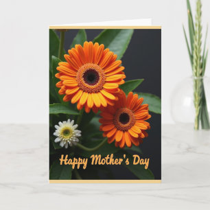 Orange Floral Mother Card