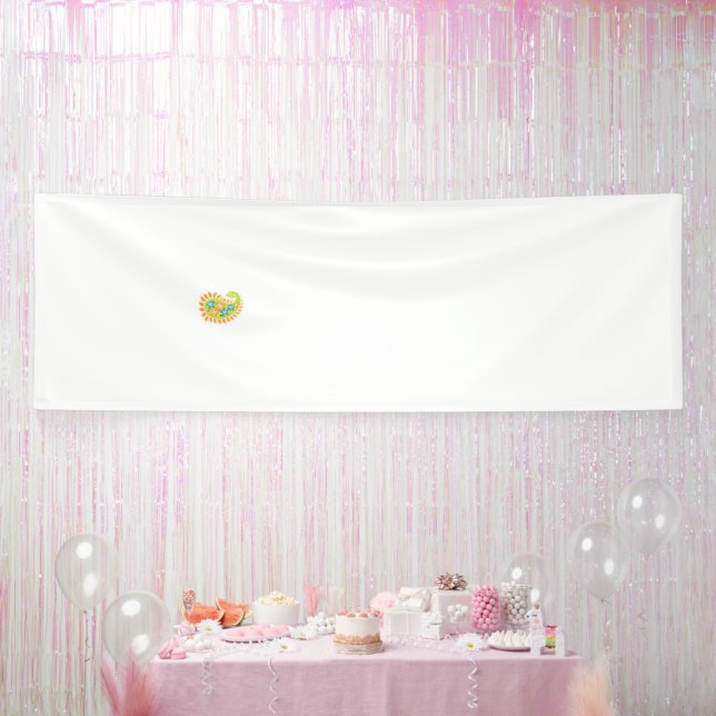 Orange floral motif with symmetrical patterns in a banner (Party)