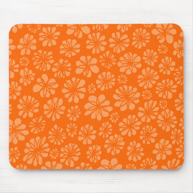 Orange Floral Mouse Mat (Front)