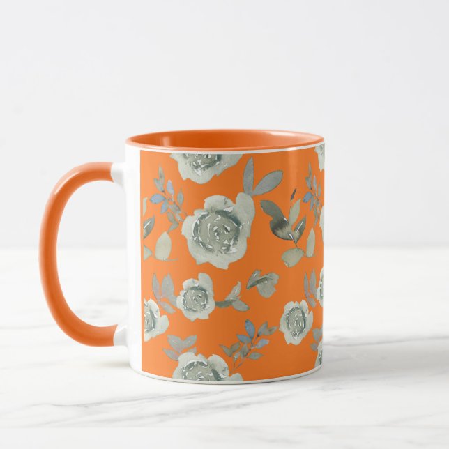 Orange Floral Mug  (Left)