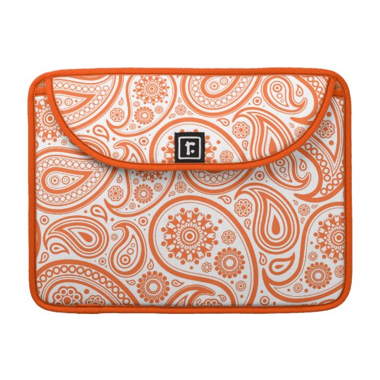 Orange Floral Paisley Monogram Pattern Sleeve For MacBooks