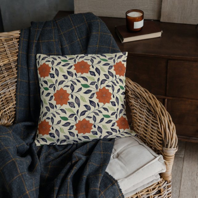 orange floral pattern - elegant Chinese motifs Cushion (Creator Uploaded)