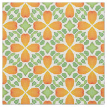 Orange floral pattern flower mosaic retro 60s 70s