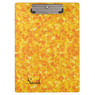 Orange floral personalised clipboard