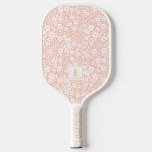 Orange Floral Pickleball Paddle Monogram
