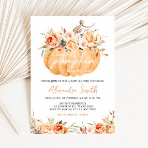 Orange Floral Pumpkin Baby Shower  Invitation
