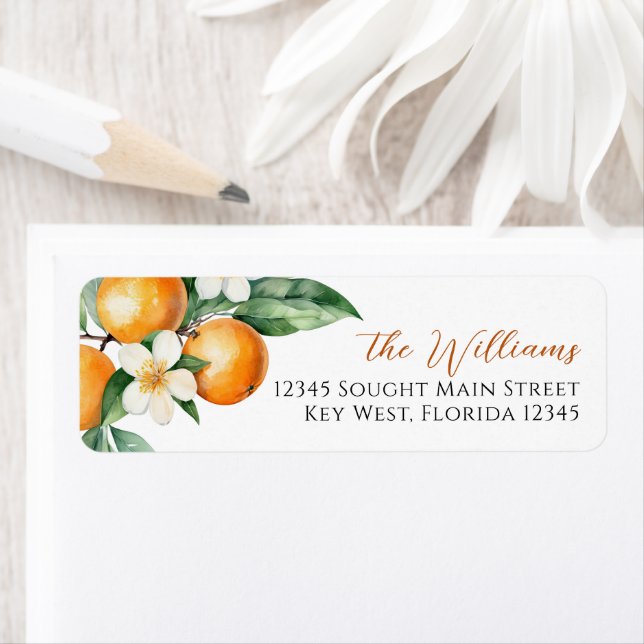 Orange Floral Return Address Labels (Insitu)