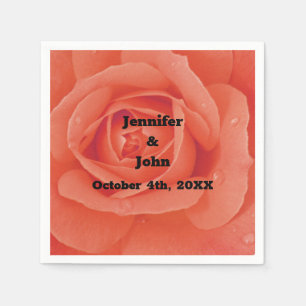 Orange Floral Rose Bloom Artsy Garden Fall Wedding Napkin