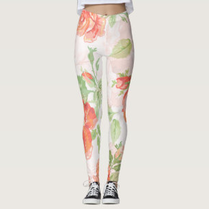 Orange floral rose engagement party leggings