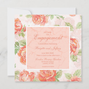 Orange floral rose engagement save the date