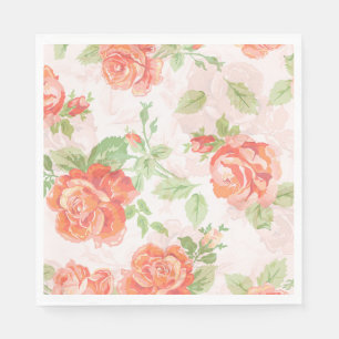 Orange floral rose Paper  Napkin