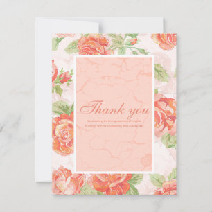 Orange floral rose thank you card