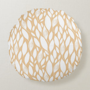 Orange Floral Round Cushion