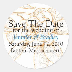 Orange Floral Save The Date Calendar Stickers