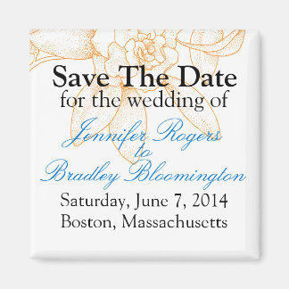 Orange Floral Save The Date Wedding Magnets Favour