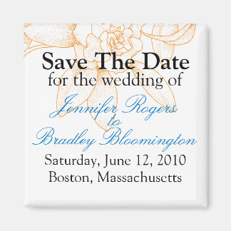 Orange Floral Save The Date Wedding Magnets Favour