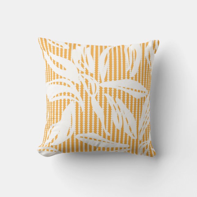 Orange Floral seamless pattern with striped backgr Cushion (Front)