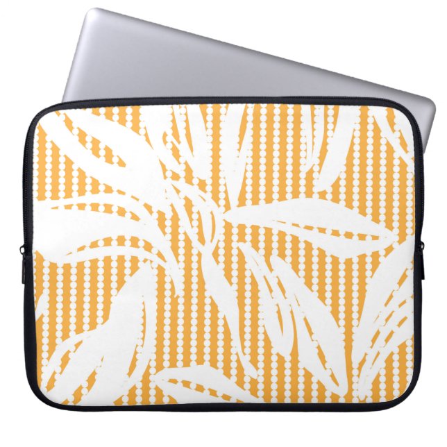 Orange Floral seamless pattern with striped backgr Laptop Sleeve (Front)