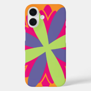 Orange floral shapes illustration iPhone 16 case