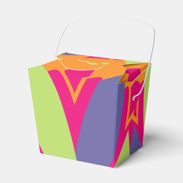 Orange floral shapes illustration favour box (Front Side)