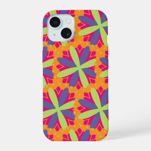 Orange floral shapes illustration iPhone 15 case