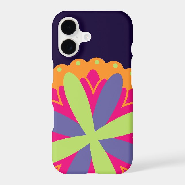 Orange floral shapes illustration iPhone case (Back)