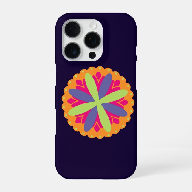 Orange floral shapes illustration iPhone case (Back)