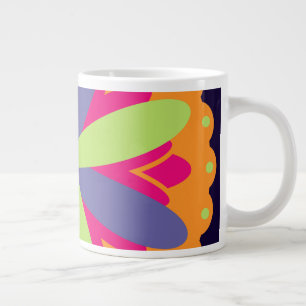 Orange floral shapes illustration large coffee mug