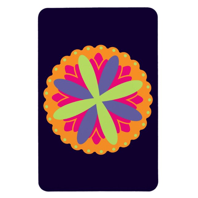 Orange floral shapes illustration magnet (Vertical)