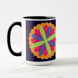 Orange floral shapes illustration mug