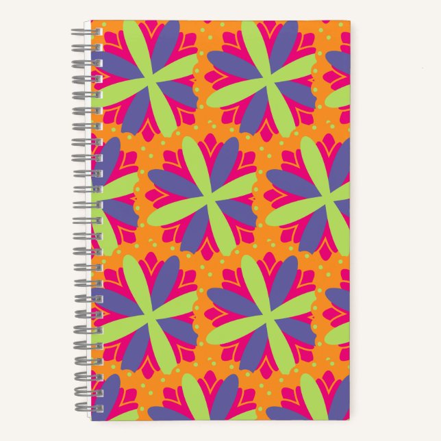 Orange floral shapes illustration notebook (Front)