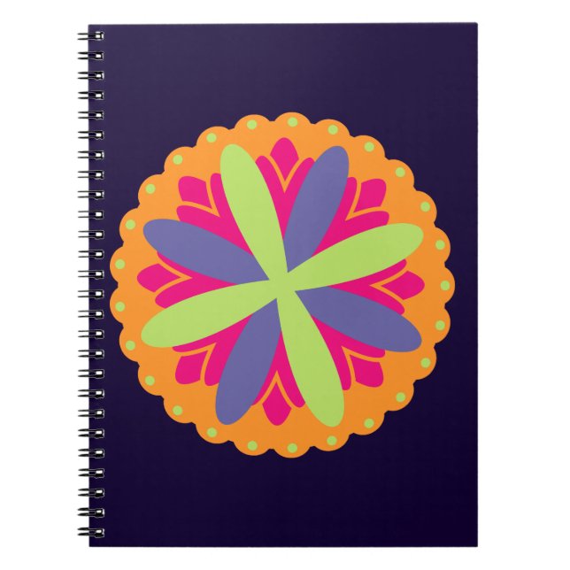 Orange floral shapes illustration notebook (Front)